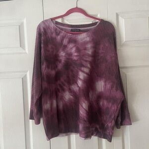 Democracy Women's Purple Tie-Dye Cowl Neck Sweater